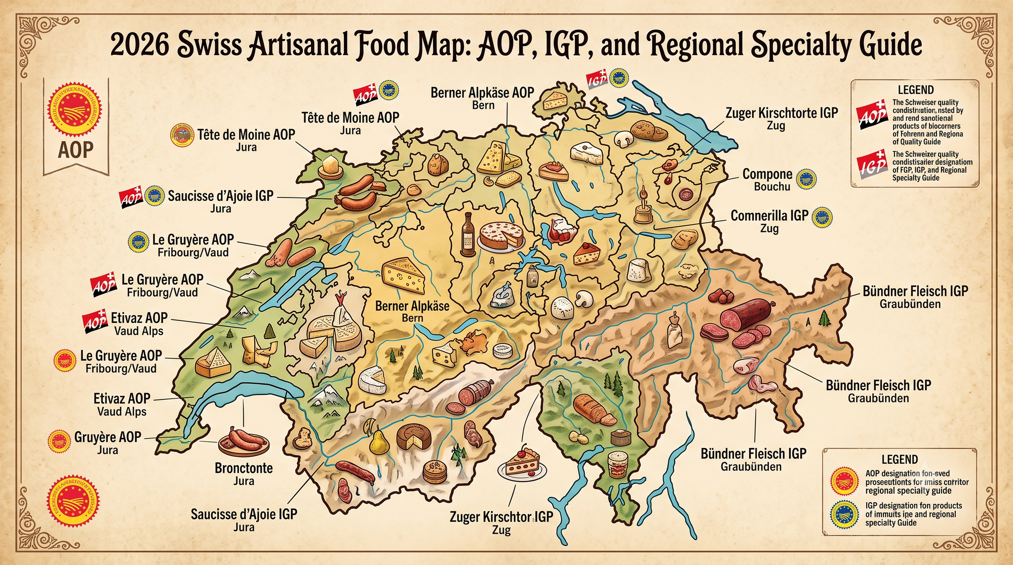 2026 Swiss Artisanal Food Map: AOP, IGP, and Regional Specialty Guide