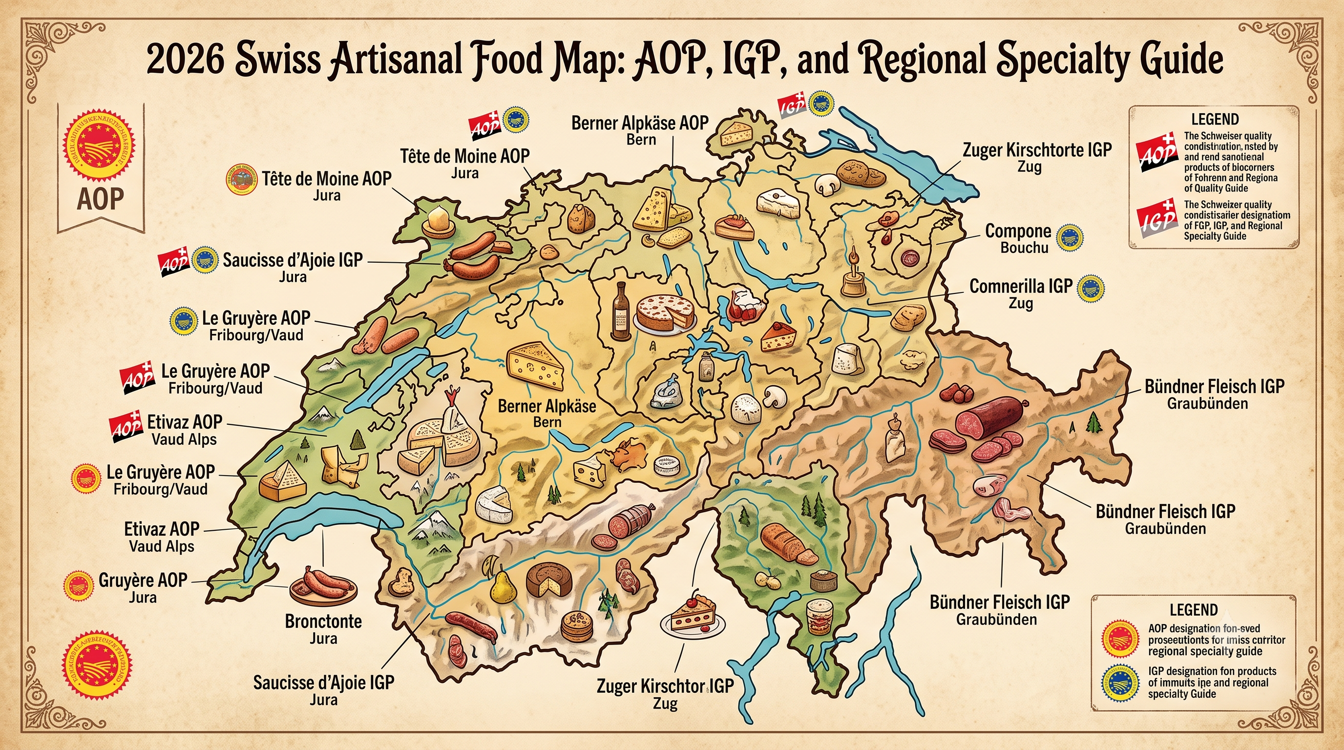 2026 Swiss Artisanal Food Map: AOP, IGP, and Regional Specialty Guide